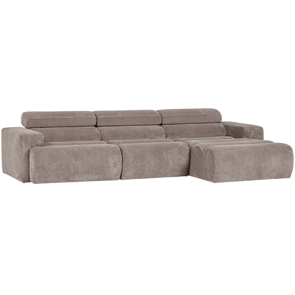 Sofa NOVI, šezlongas dešinysis reljefinė smėlio