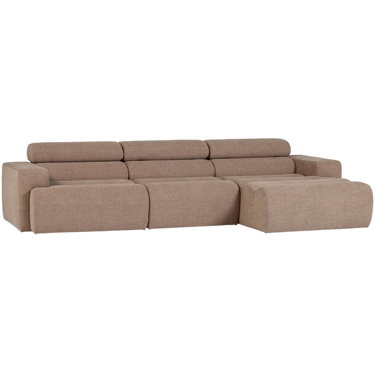 Šezlongo sofa NOVI, dešinė, buklė, pilkai rusva