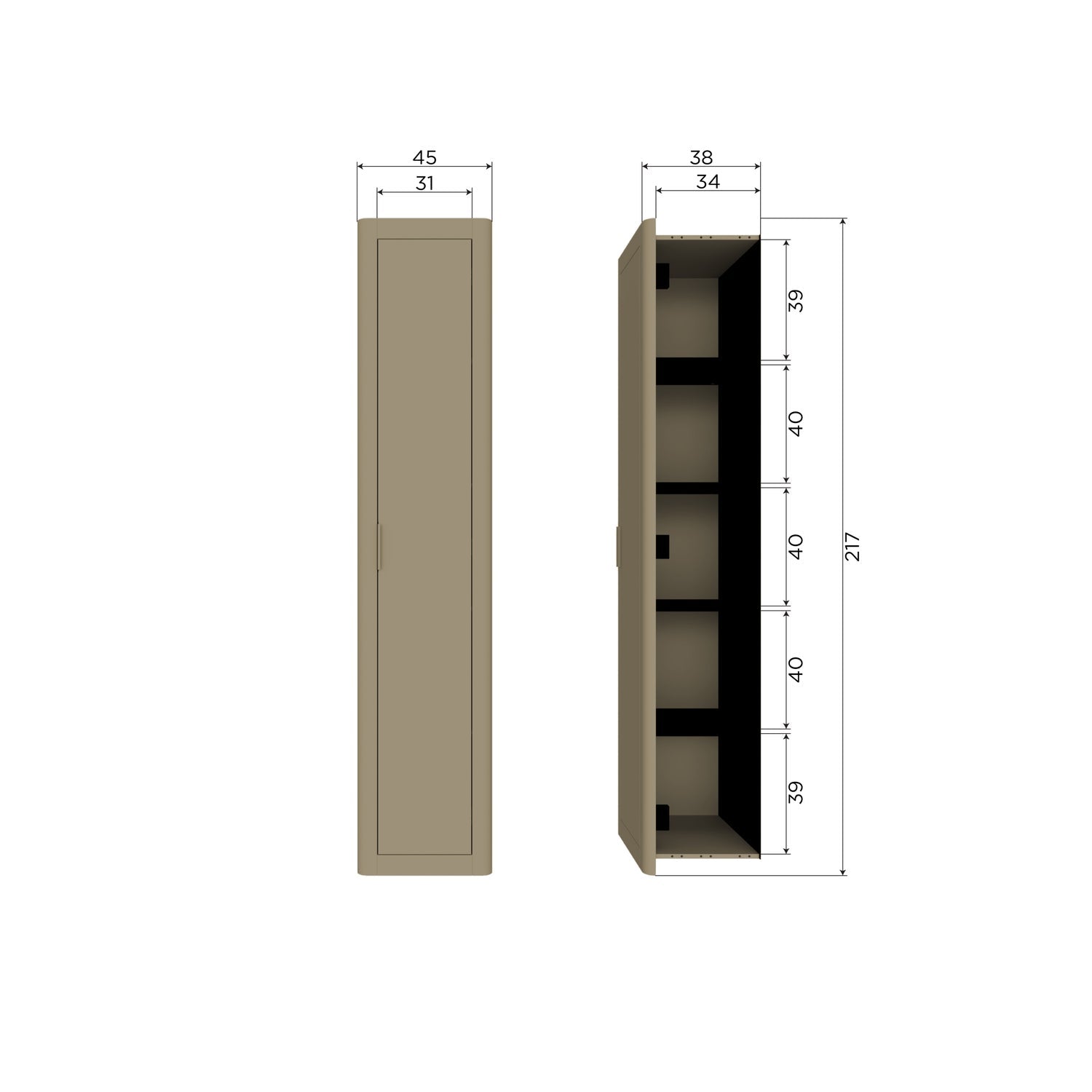Siaura aukšta spinta GUNNAR, pušis, matinė juoda