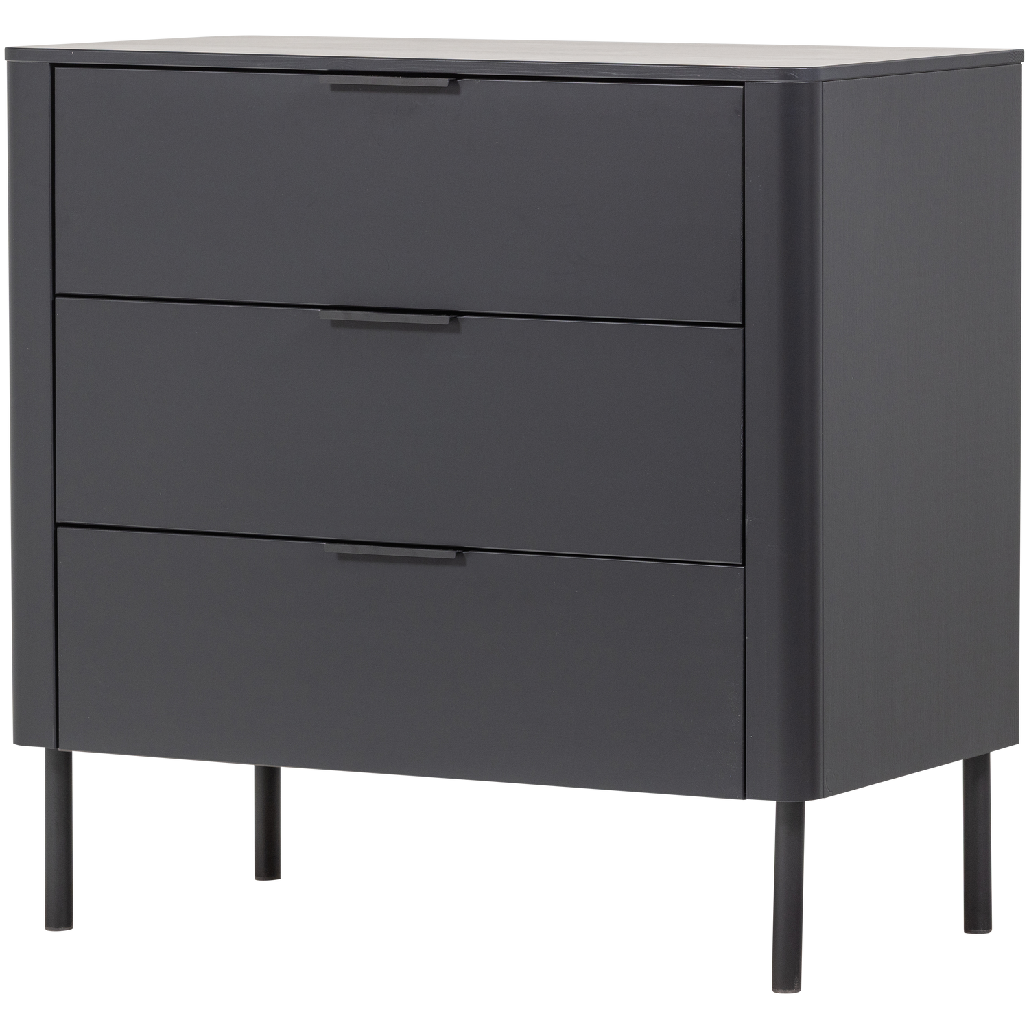 Komoda su stalčiais GUNNAR, pušis, matinė juoda