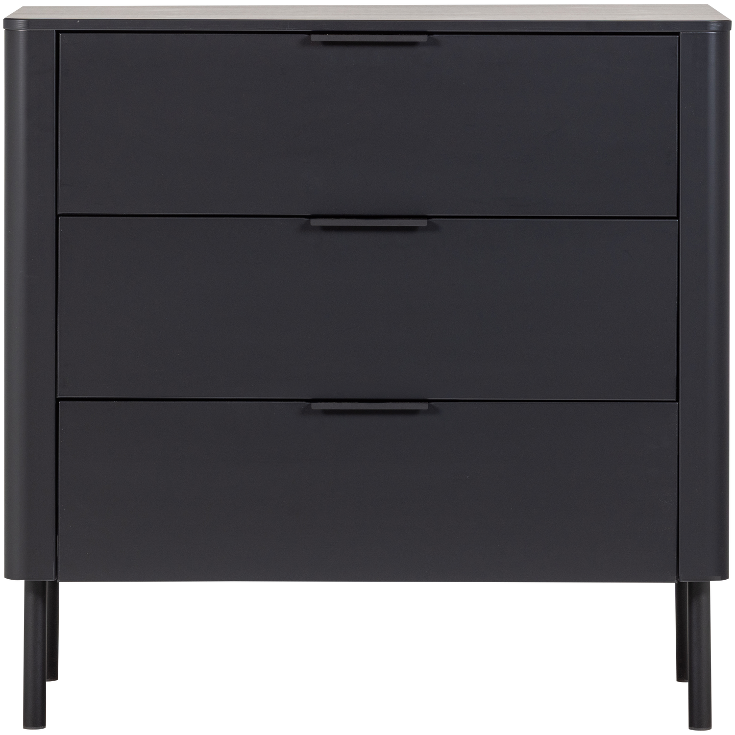 Komoda su stalčiais GUNNAR, pušis, matinė juoda