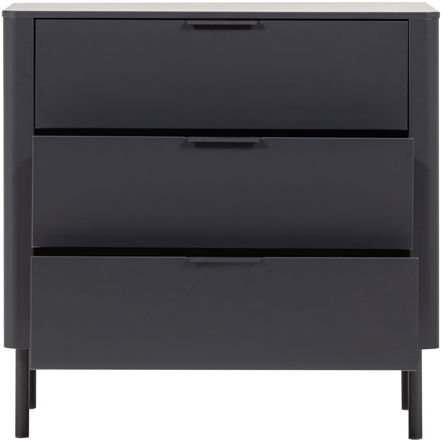 Komoda su stalčiais GUNNAR, pušis, matinė juoda