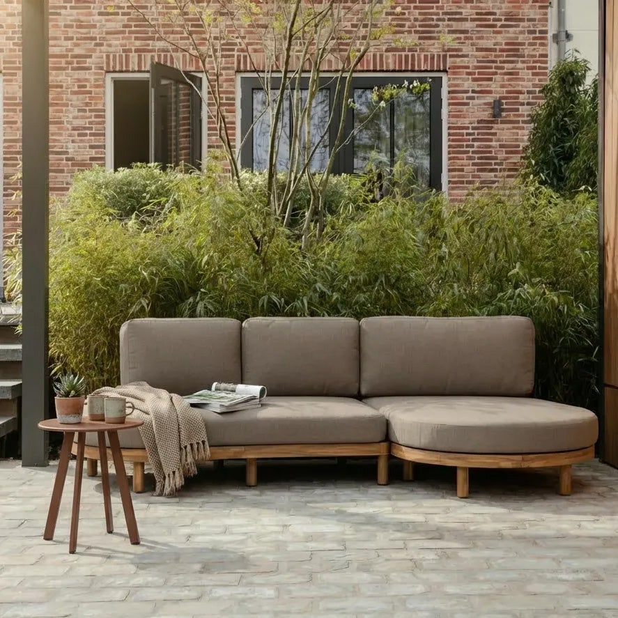 Sodo lounge baldų komplektas ZINTO dešinysis, akacija smėlio