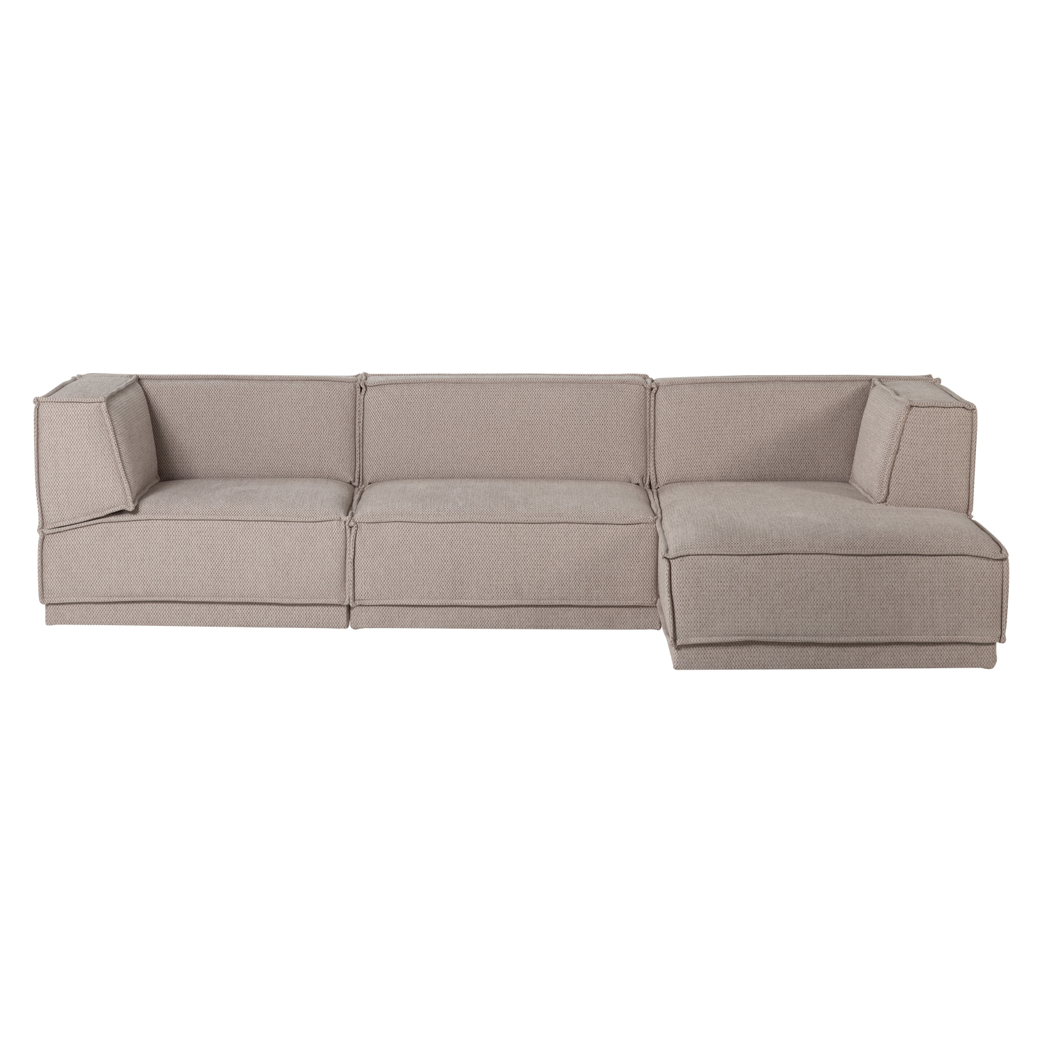 Kampinė sofa MANU su šezlongu dešiniuoju, šenilas natūralus