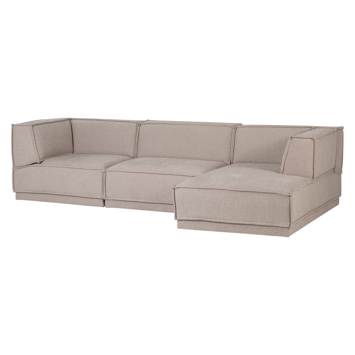 Kampinė sofa MANU su šezlongu dešiniuoju, šenilas natūralus