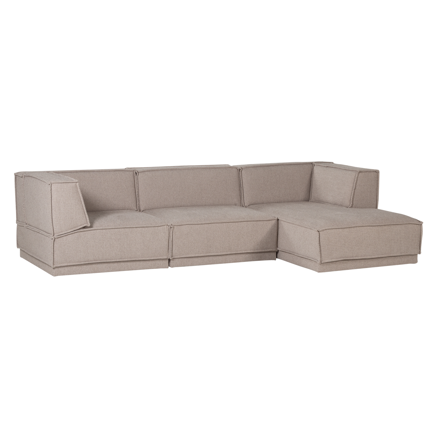 Kampinė sofa MANU su šezlongu dešiniuoju, šenilas natūralus