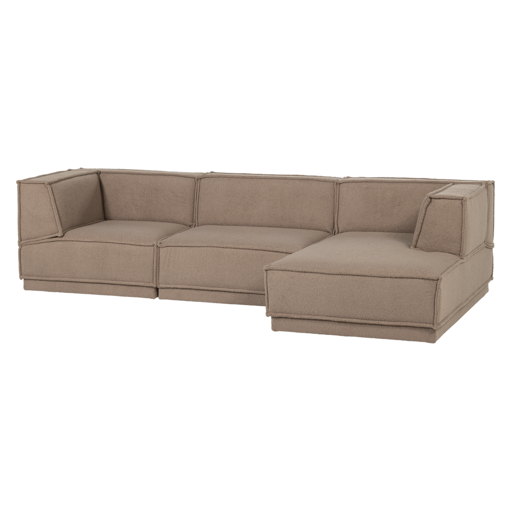 Kampinė sofa MANU su šezlongu dešiniuoju, tedi taupe