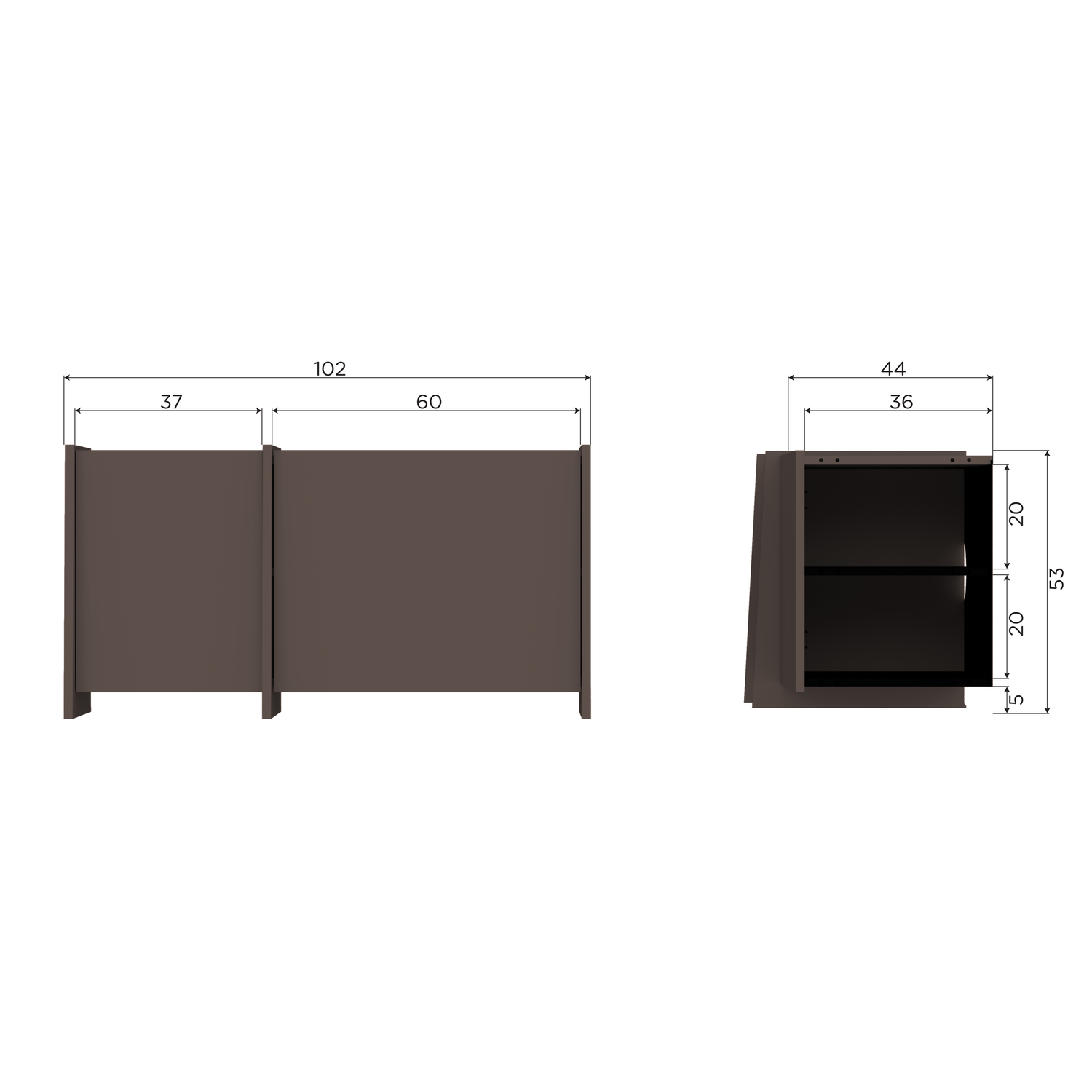 TV spintelė BROCK 102 cm uosis fanera vidutinė ruda