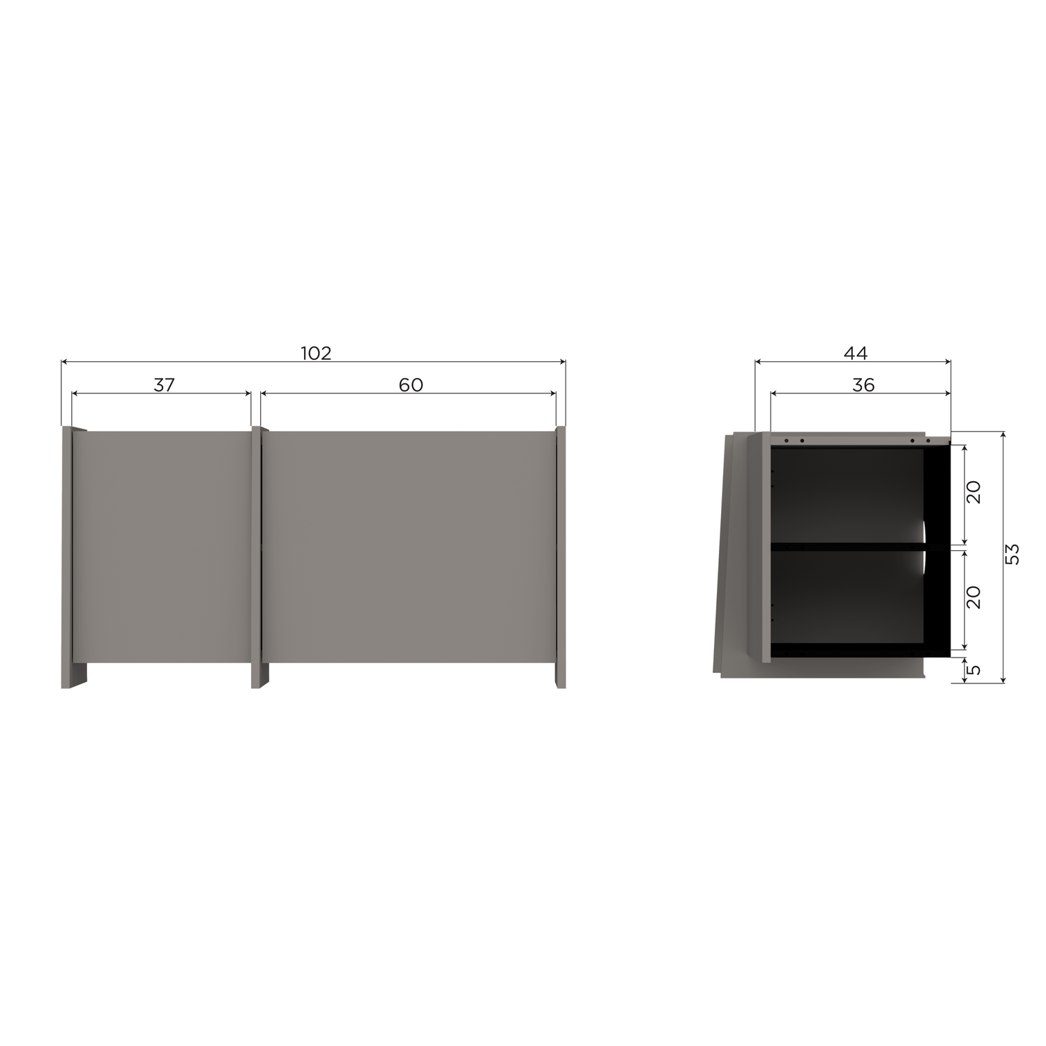 TV spintelė BROCK 102 cm uosis fanera šilta pilka