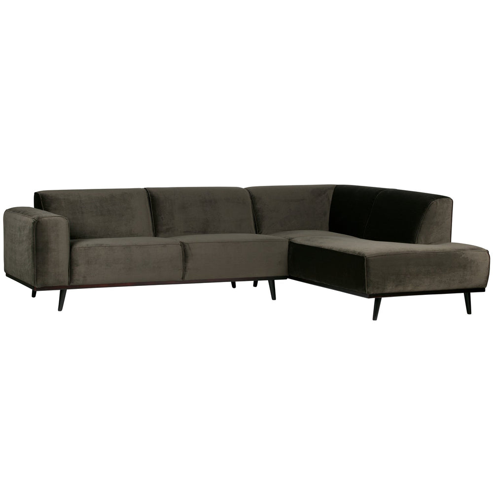 Kampinė sofa STATEMENT dešinioji, veliūras šilta žalia