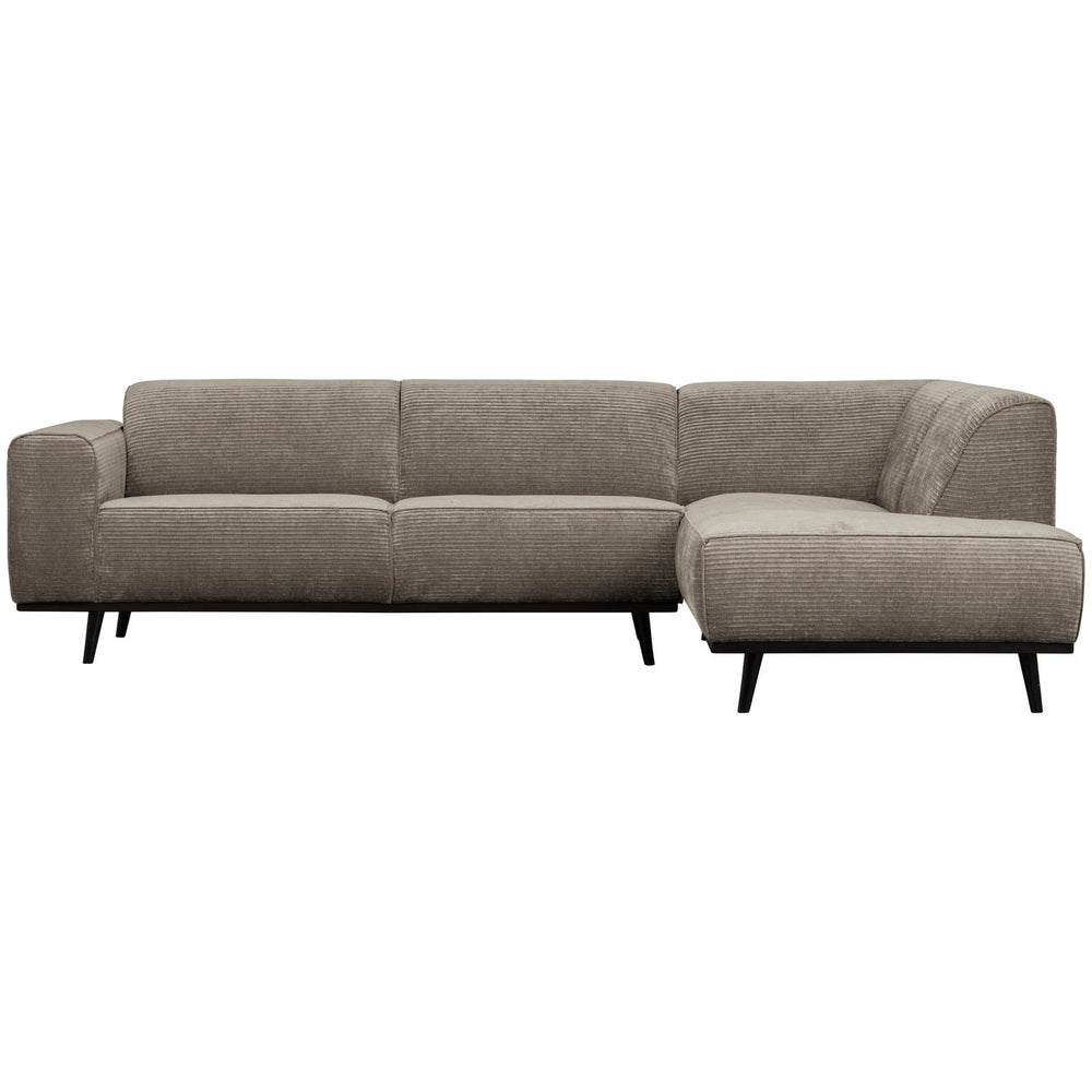 Kampinė sofa STATEMENT dešinioji, molio pilkumo reljefinė tekstūra