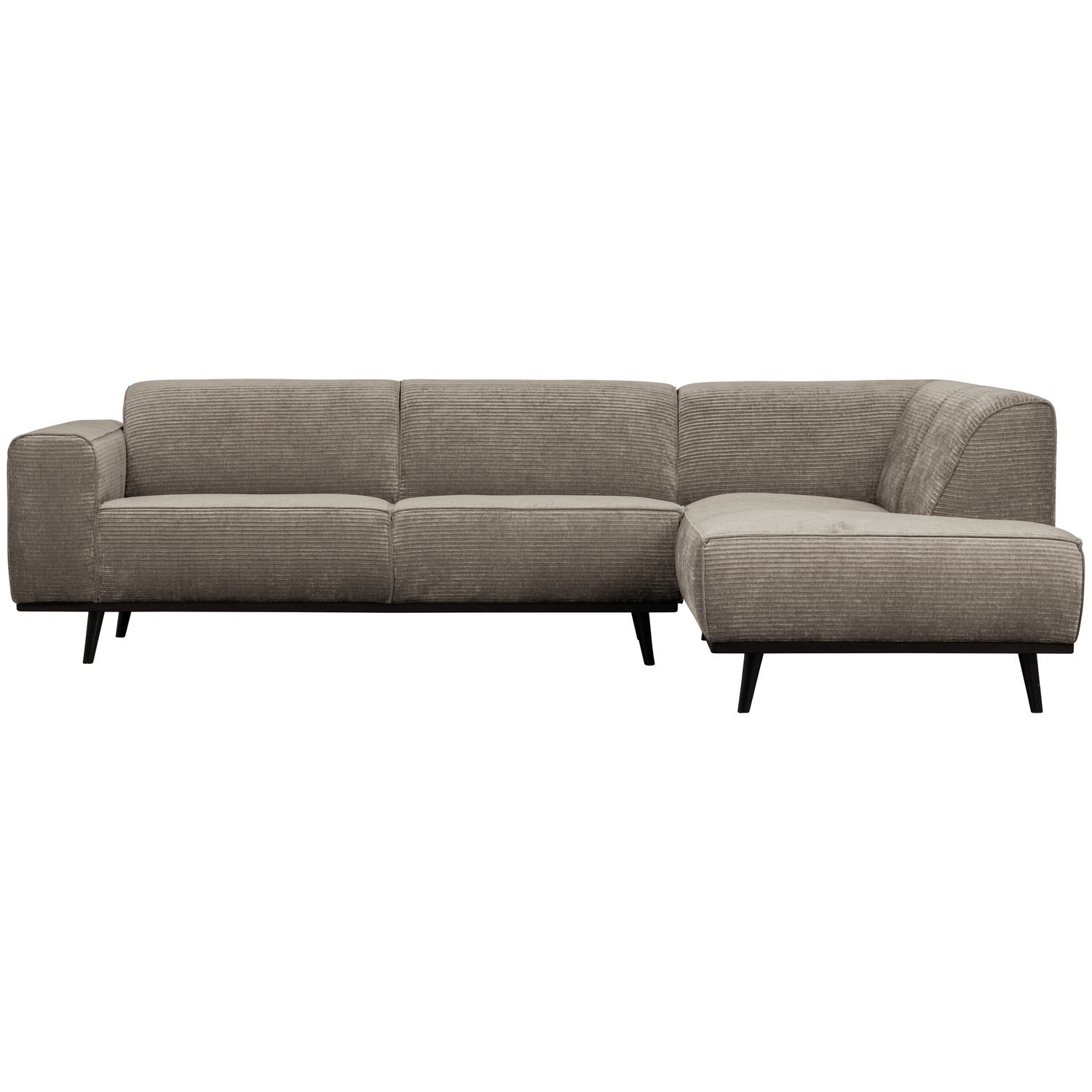 Kampinė sofa STATEMENT dešinioji, molio pilkumo reljefinė tekstūra