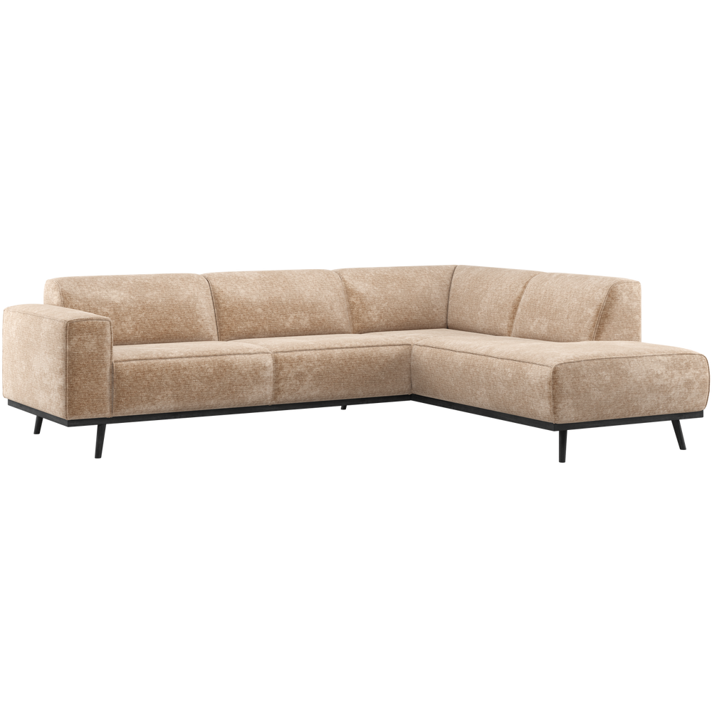 Kampinė sofa STATEMENT, dešinioji šenilo veliūras persikų rožinis