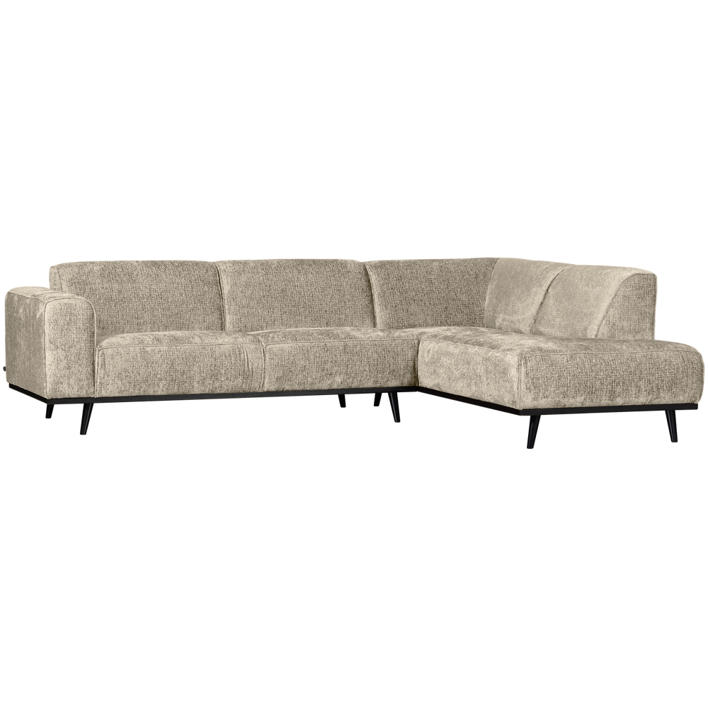 Kampinė sofa STATEMENT dešinioji, struktūrinis veliūras kviečių laukas