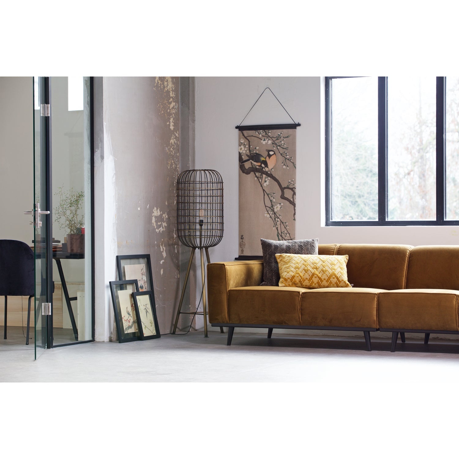 4-vietų 280 Cm STATEMENT SOFA VELVETAS, Medaus geltona