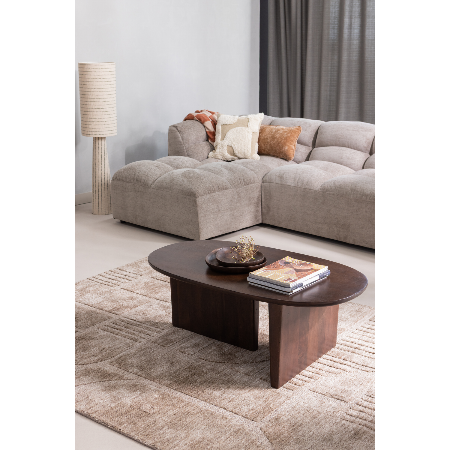 Kampinė sofa TIBAS, kairė, šviesiai smėlinė