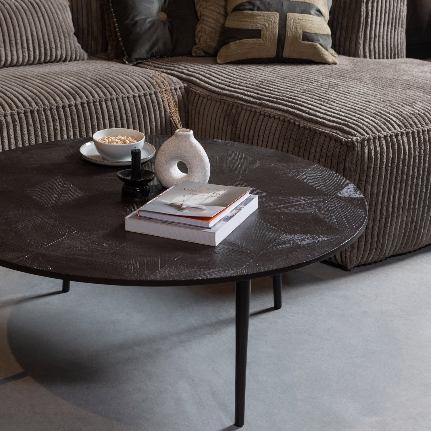 Kampinė sofa BEAN, dešinė, audinys, Mud