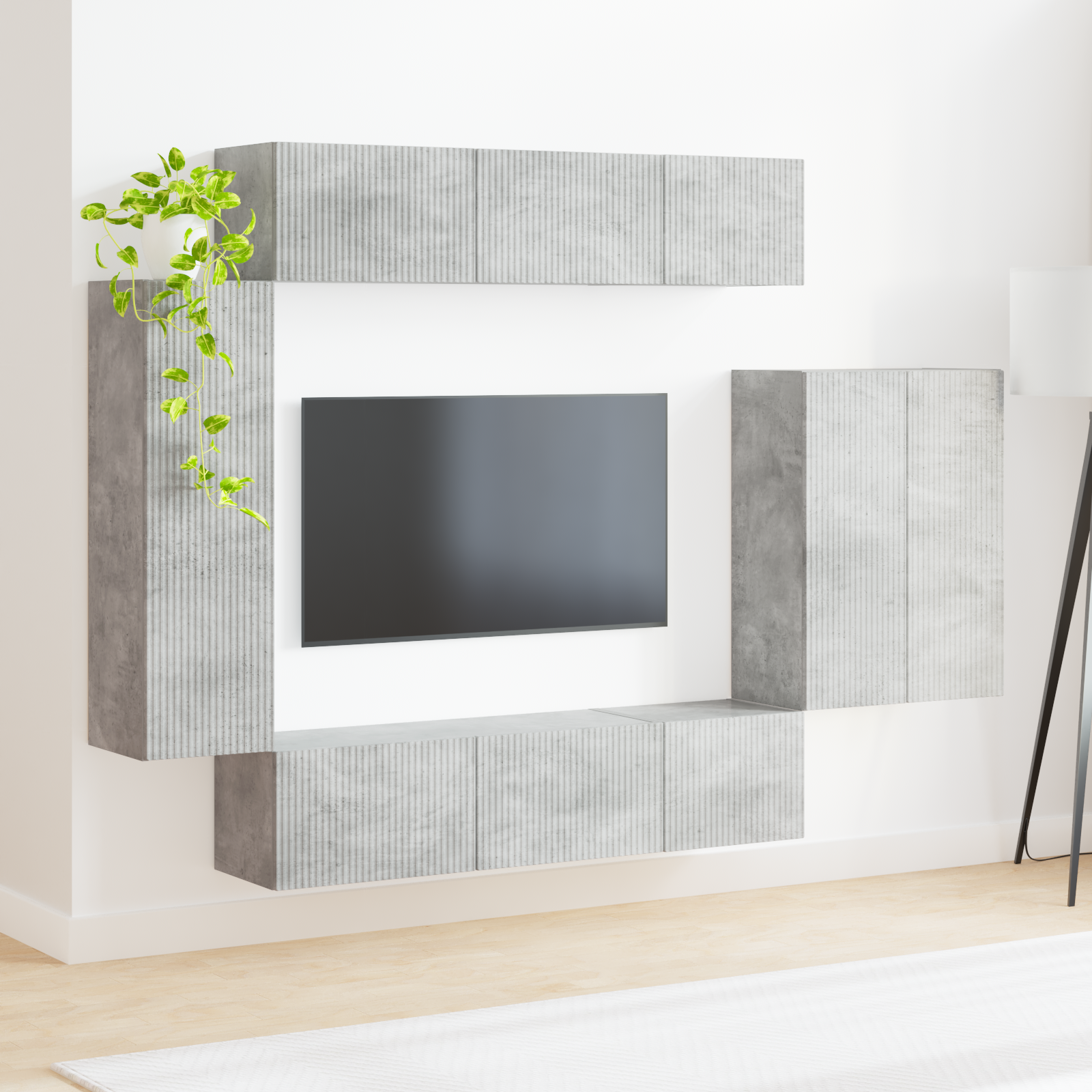 TV sieninio kabineto komplektas 6 pcs Betono pilka