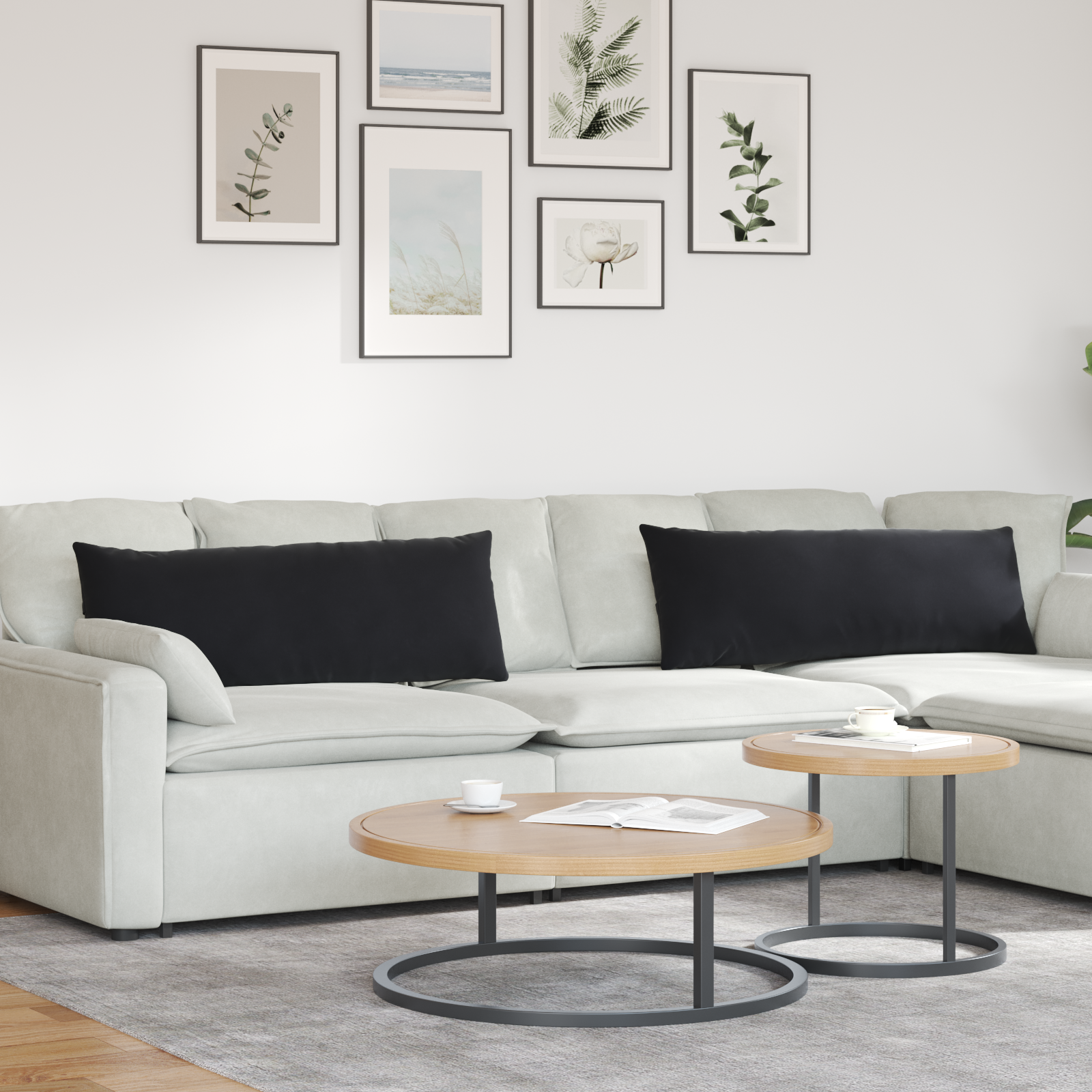 Sofa Pagalvės 2 pcs Juoda 120 x 40 cm Kordūrinis audinys
