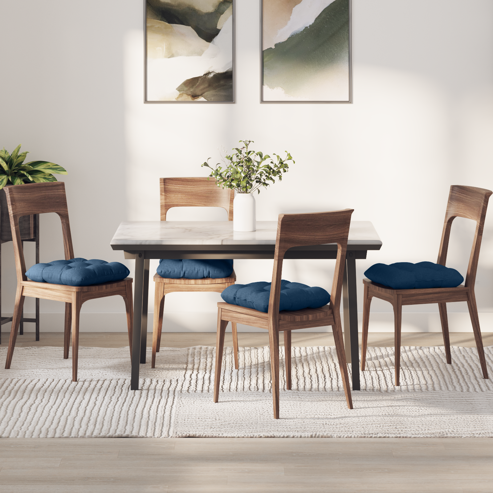 Sėdynių pagalvėlės 4 pcs Mėlyna 40 x 40 x 12 cm audinys