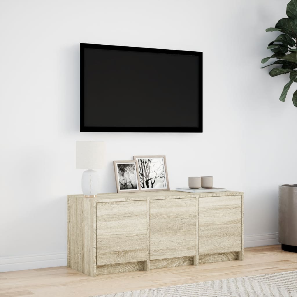 Televizoriaus spintelė su LED, ąžuolo, 97x34x40cm, mediena