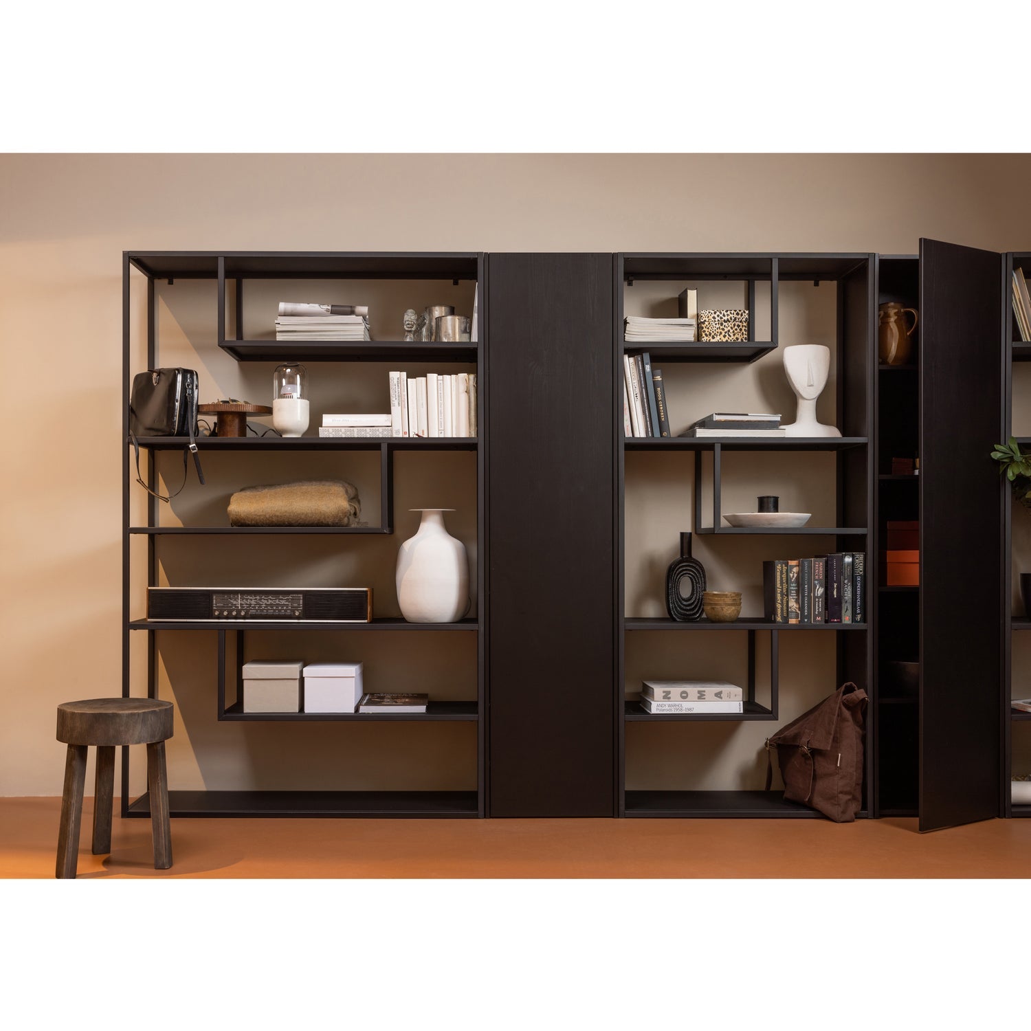 Storage cabinet TEUN, pine, black