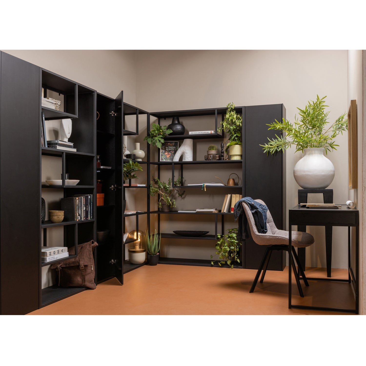 Storage cabinet TEUN, pine, black