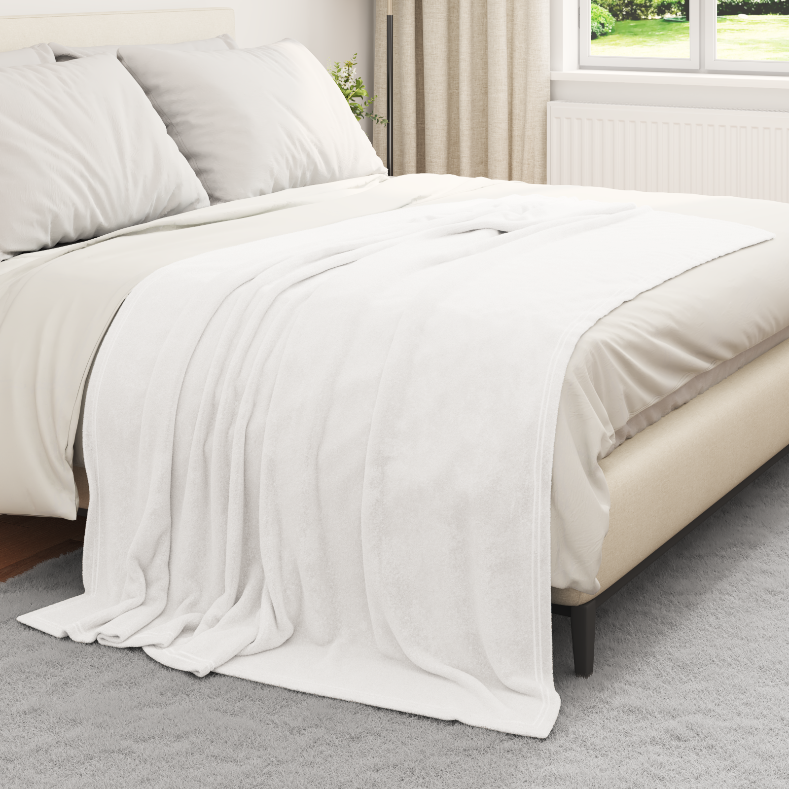 Throw White 150 x 200 cm Fleece