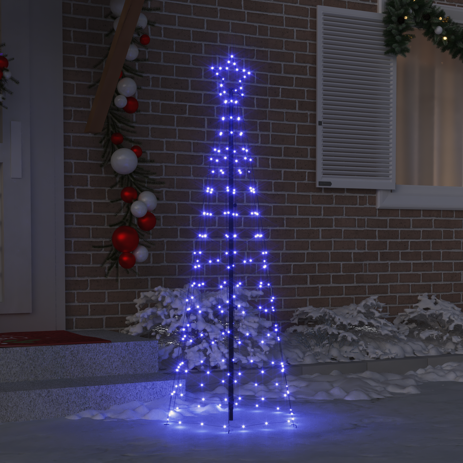 LED Kalėdinė eglutė HOLLOW EVERGREEN, su žemės kuoleliais Mėlyna 250 cm. Geležis