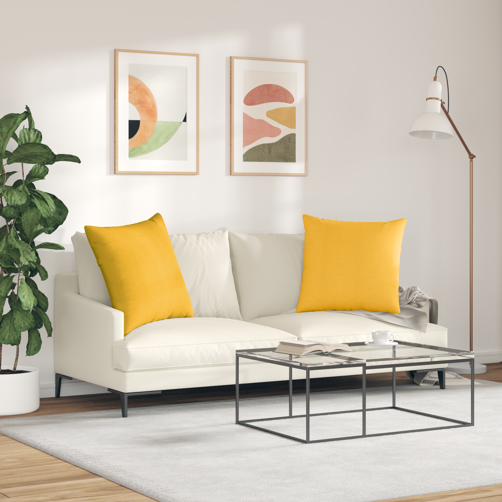 Sofa Pagalvės 2 pcs Šviesi geltona 80 x 80 cm