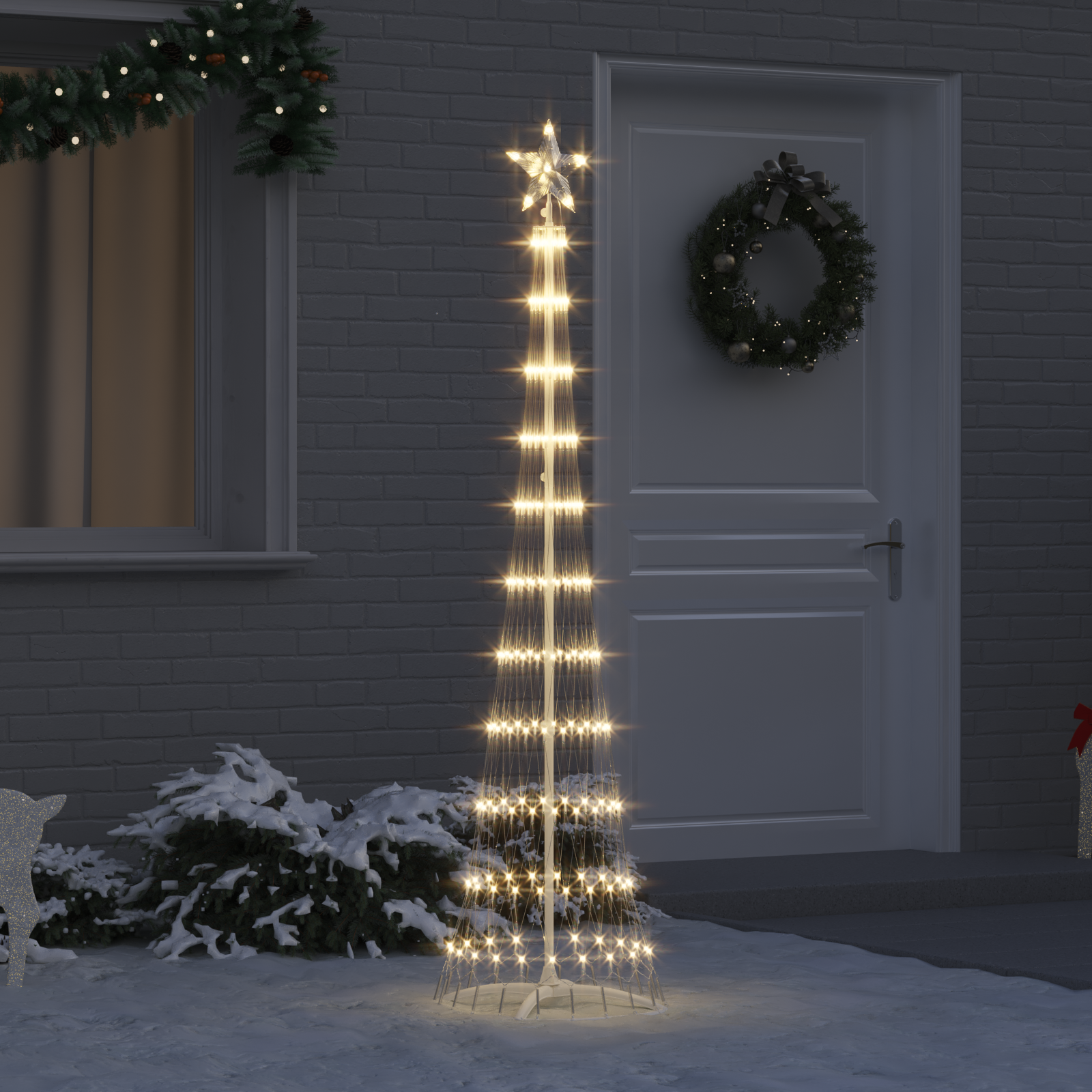 LED Kalėdų medis s stovu Šilta balta 51 x 51 x 190 cm metalas