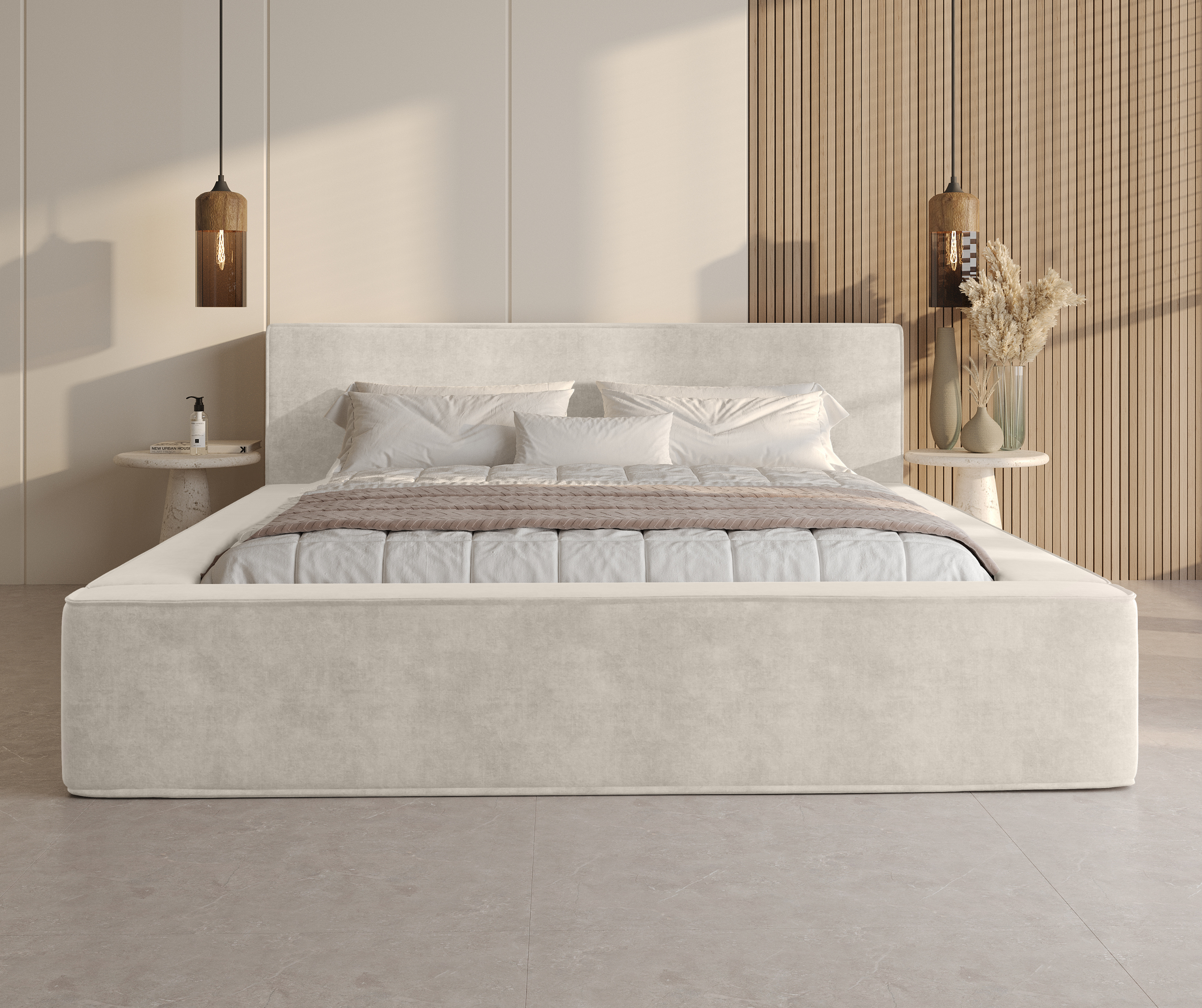 Lova BERNAND, šviesiai kreminis veliūras