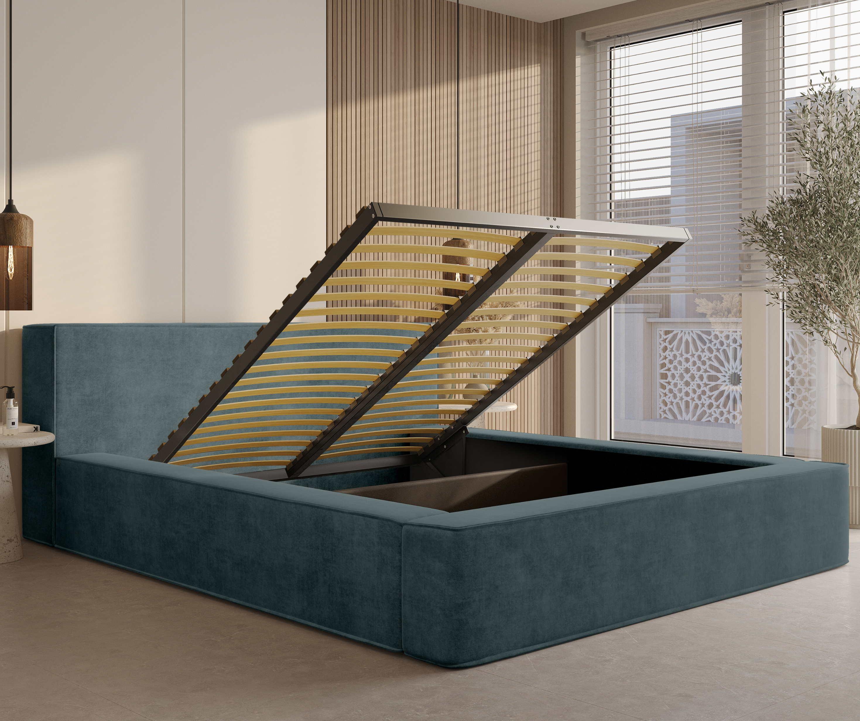 Bed BERNAND, green velvet