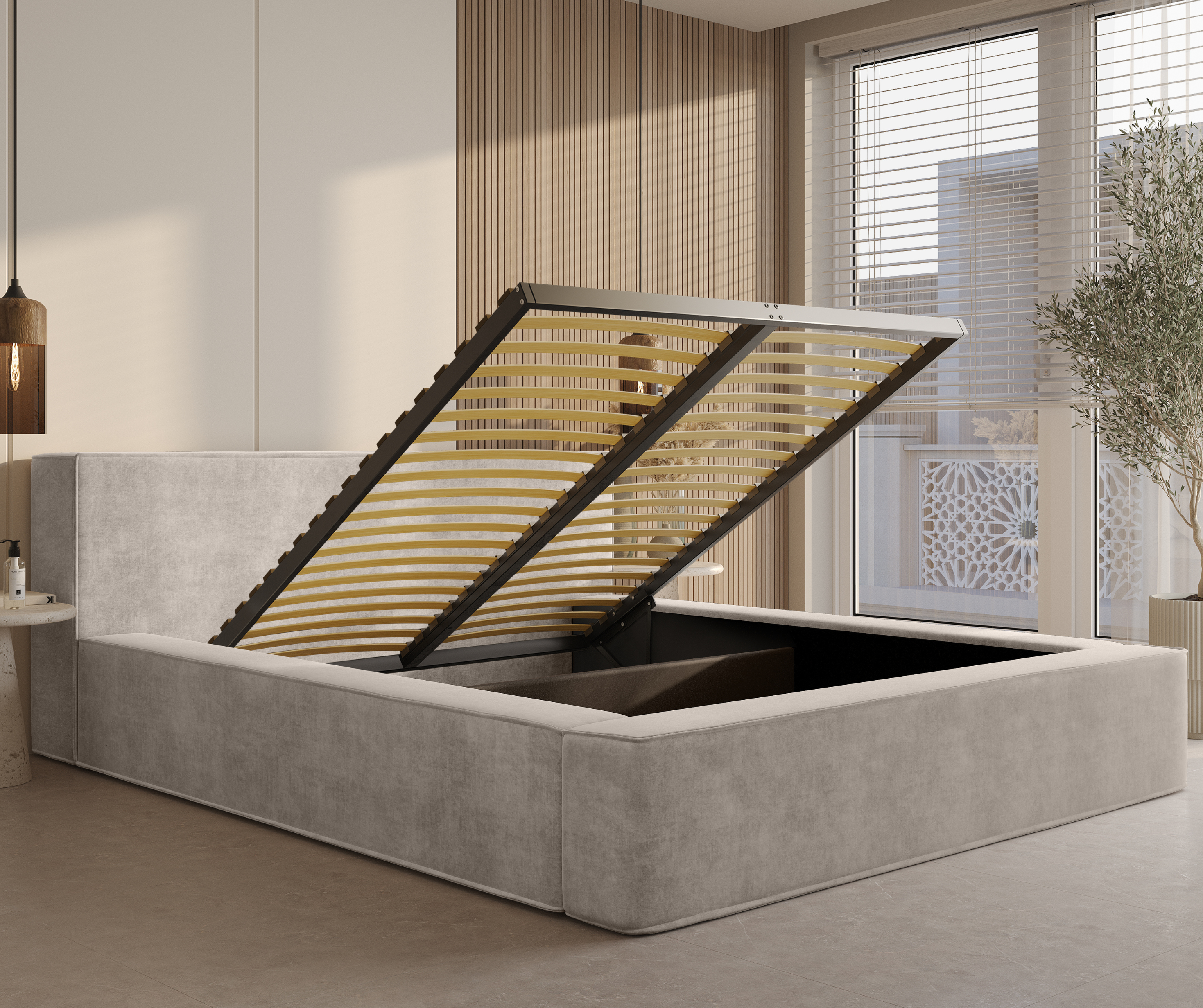 Bed BERNAND, sand velvet