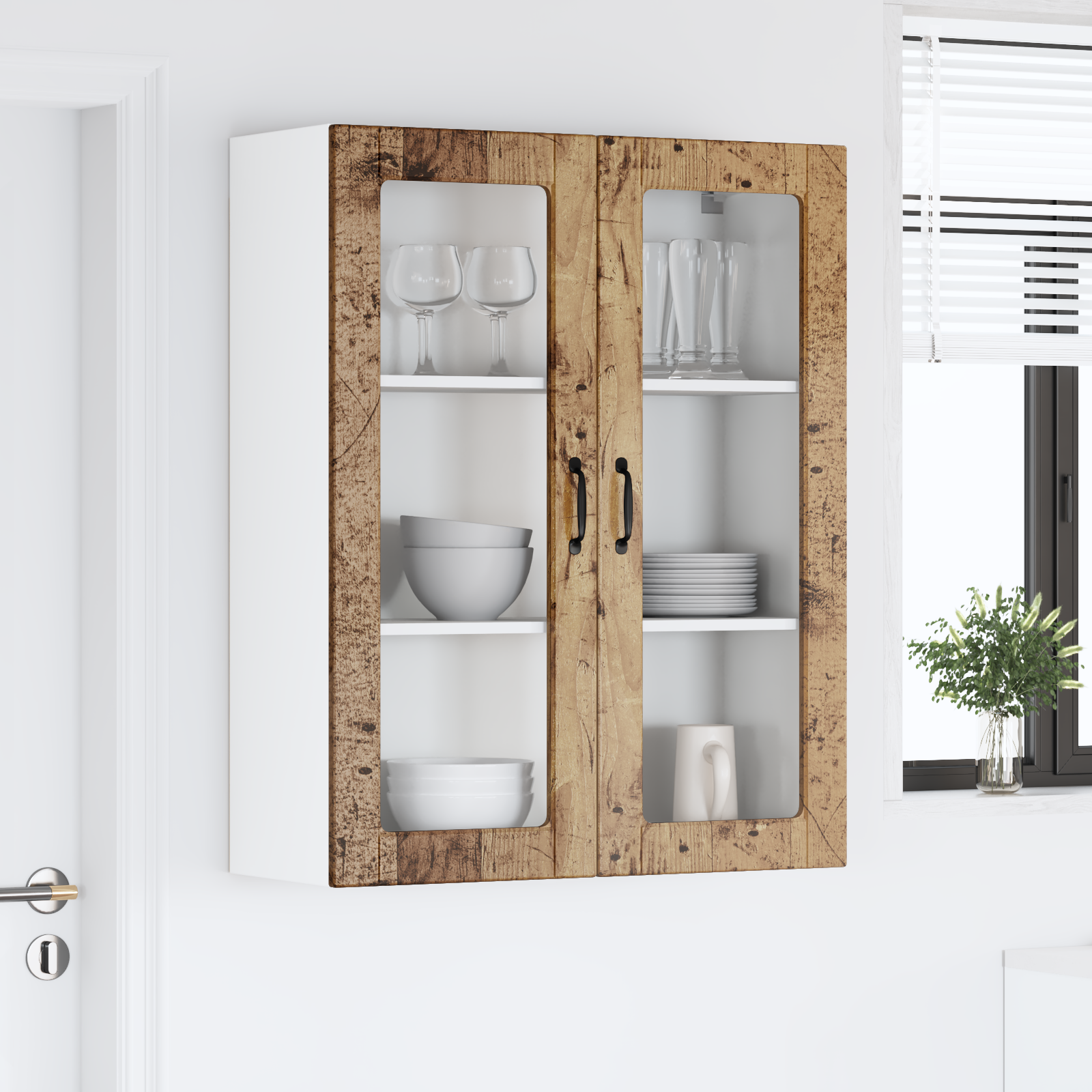 Virtuves sienas skapis "Sena koksne" 80 x 31 x 100 cm