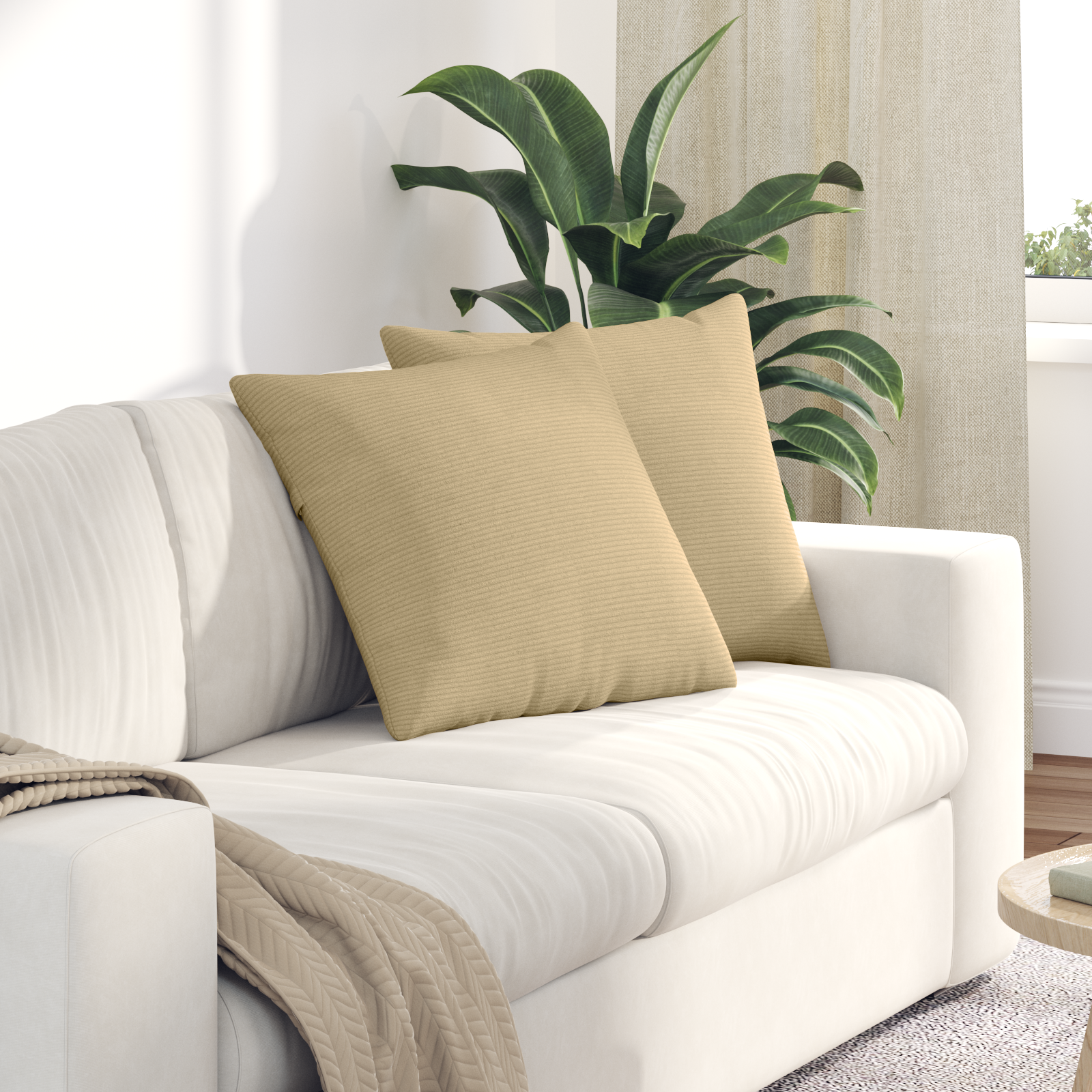 Sofa Pagalvės 2 pcs Pilkai žalia 50 x 50 cm Kordūrinis audinys