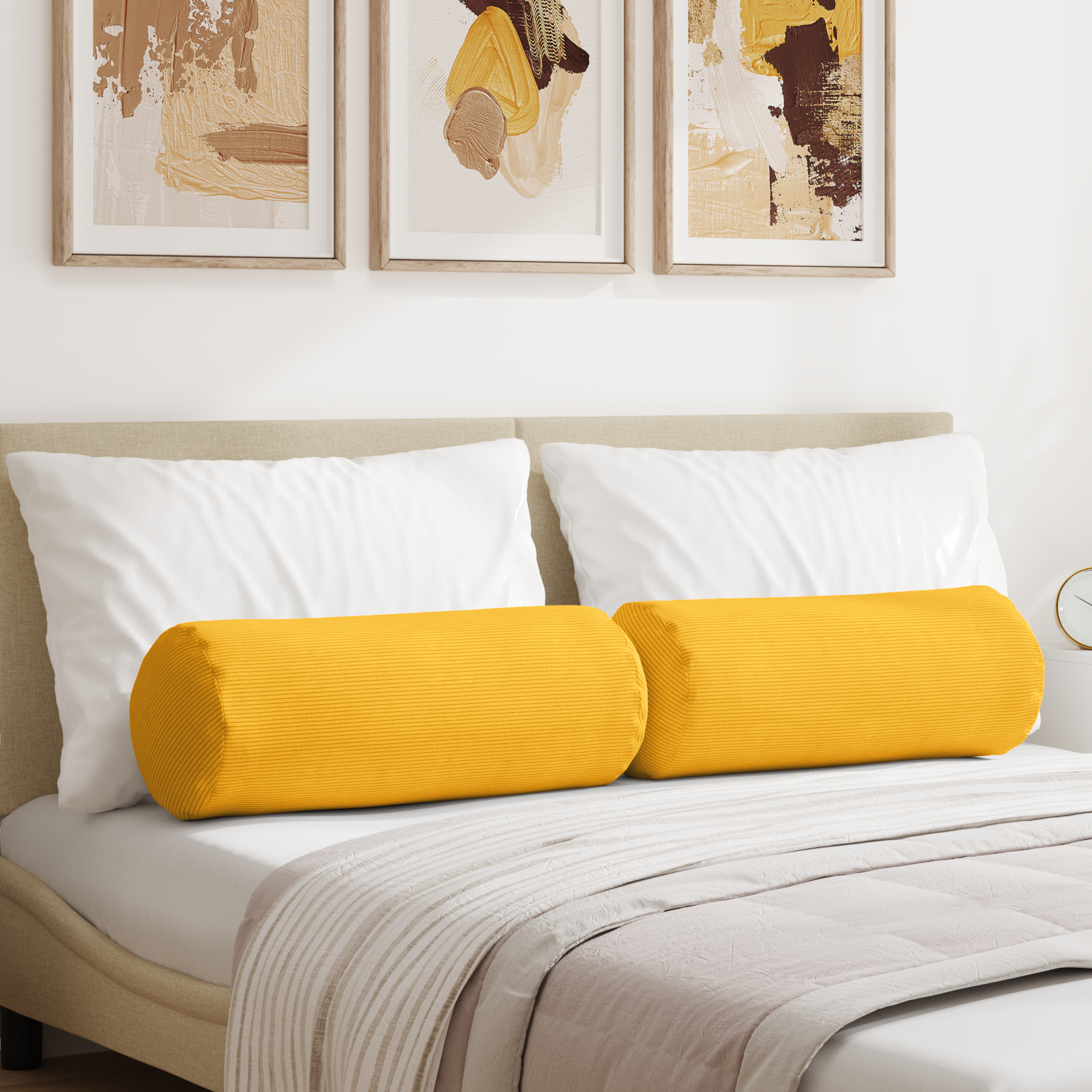 Spilveni 2 gab Gaiši dzeltens Ø 25 x 70 cm Korduras audums
