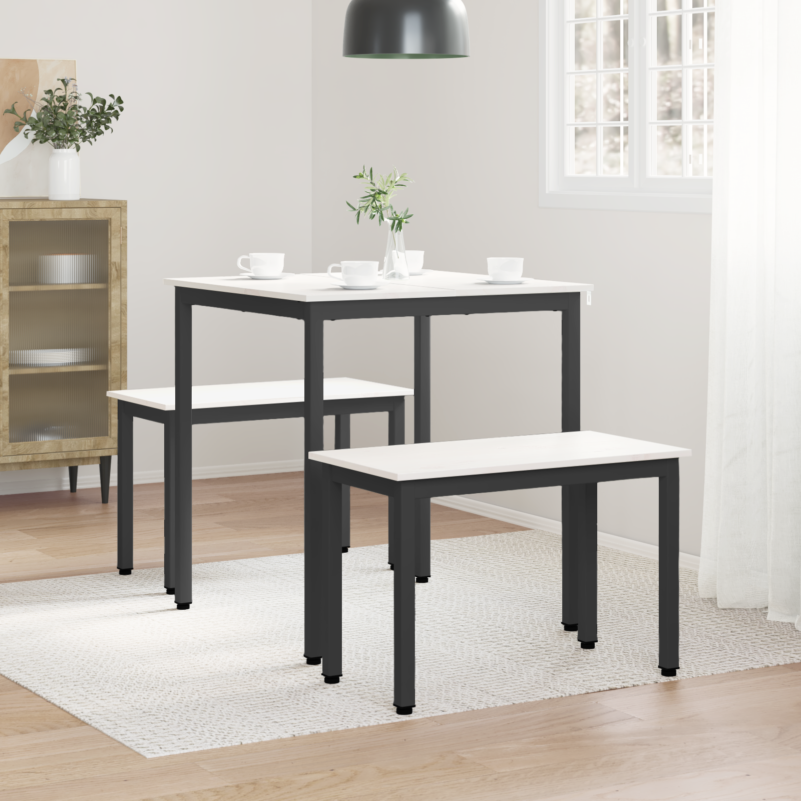 Valgomojo stalas Balta 70 x 70 x 75 cm Kietos pušies mediena