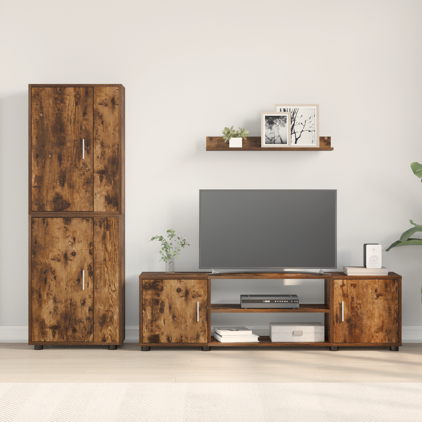 TV spintelių komplektas 4 pcs Rūkyto ąžuolo Apdirbta mediena