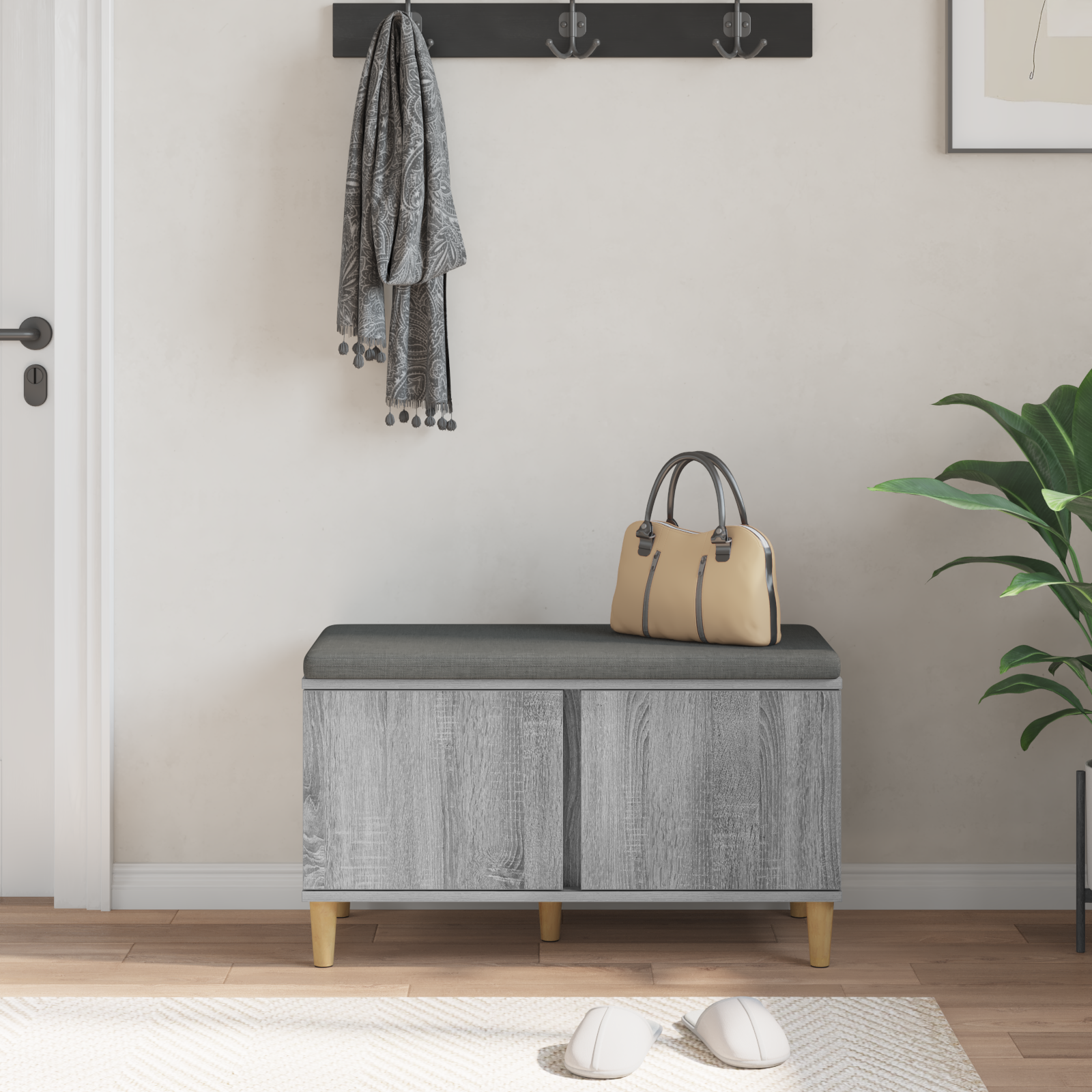 Koridoriaus suolas su pagalve Pilka Sonoma 80 x 38 x 46 cm