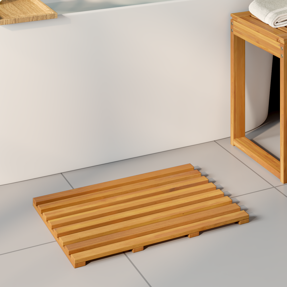 Bath Mat Plain Brown 100 x 53 cm Wood