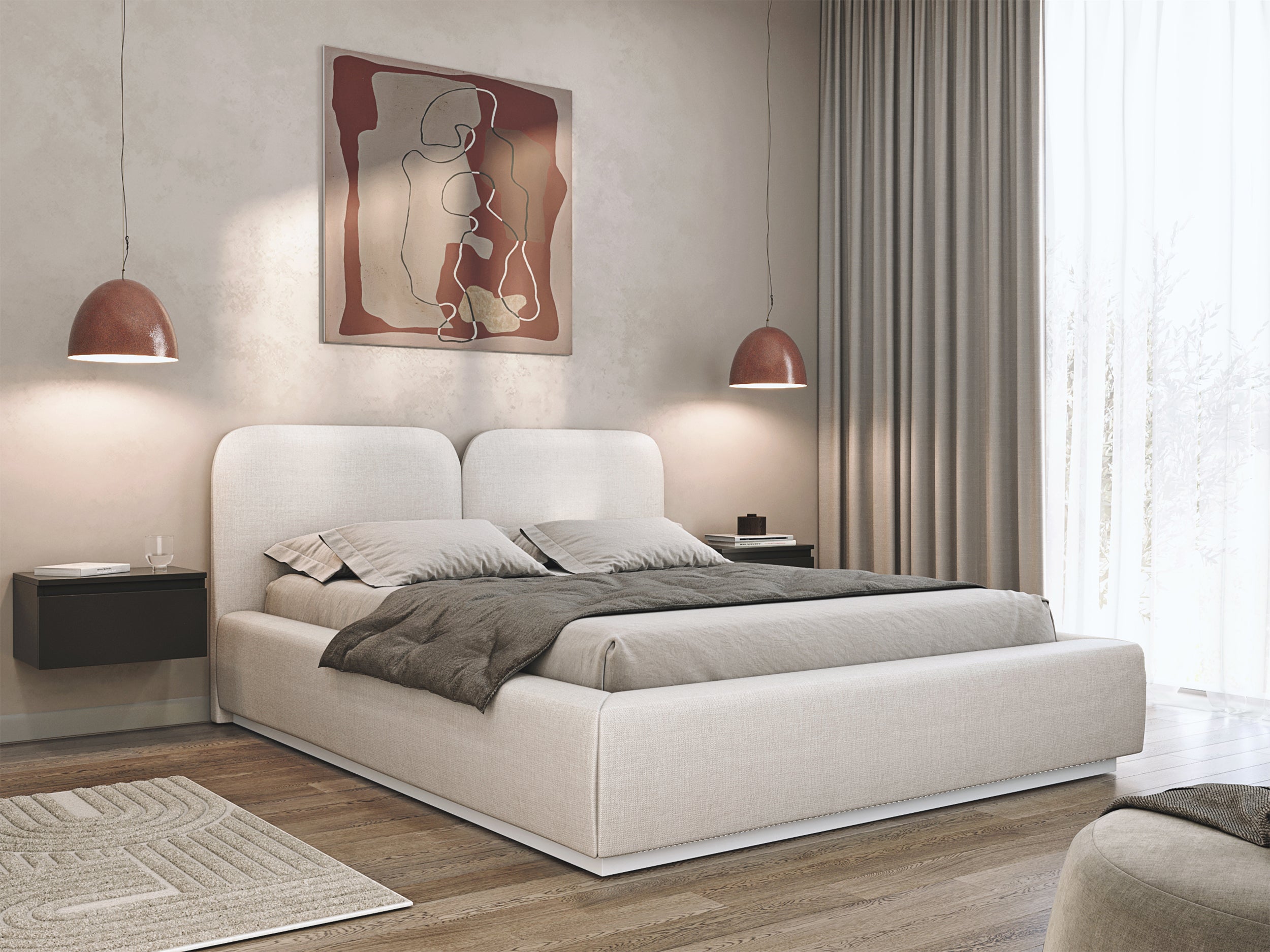 Guļamistabas gulta COMOVES LIBERTY, smilškrāsā