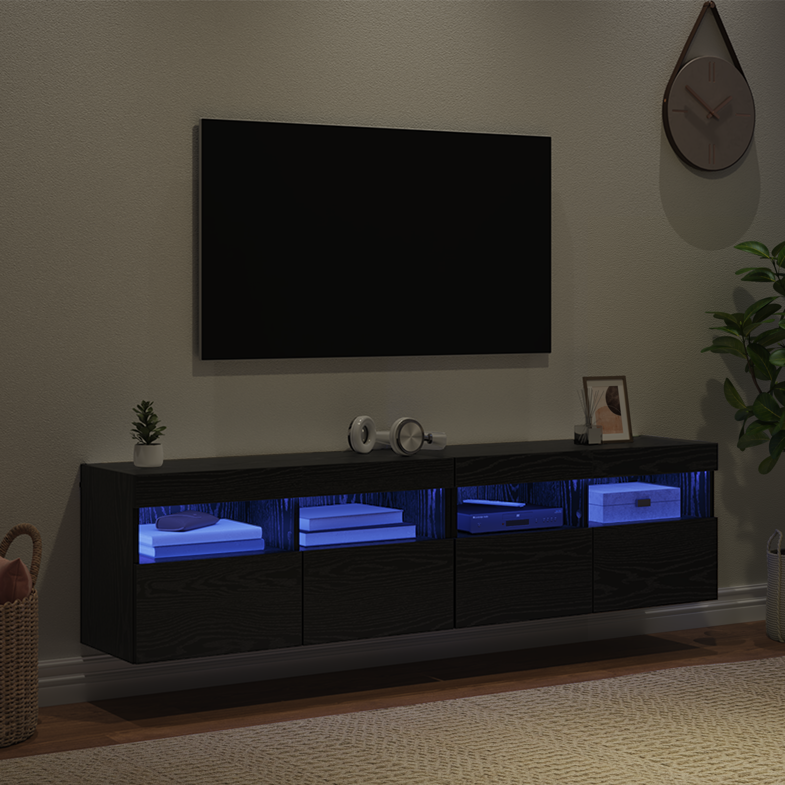 TV sieniniai spintelės 2 pcs Juodas ąžuolas 80 x 30 x 40 cm