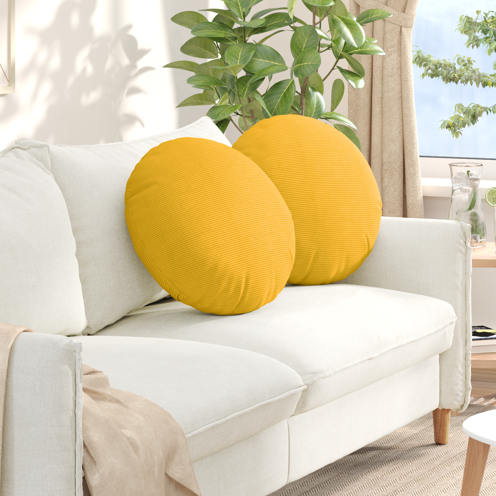 Sėdynių pagalvėlės 2 pcs Šviesi geltona Ø 50 cm