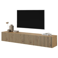 TV spintelė LORCAN, 175 cm, ąžuolas+juoda