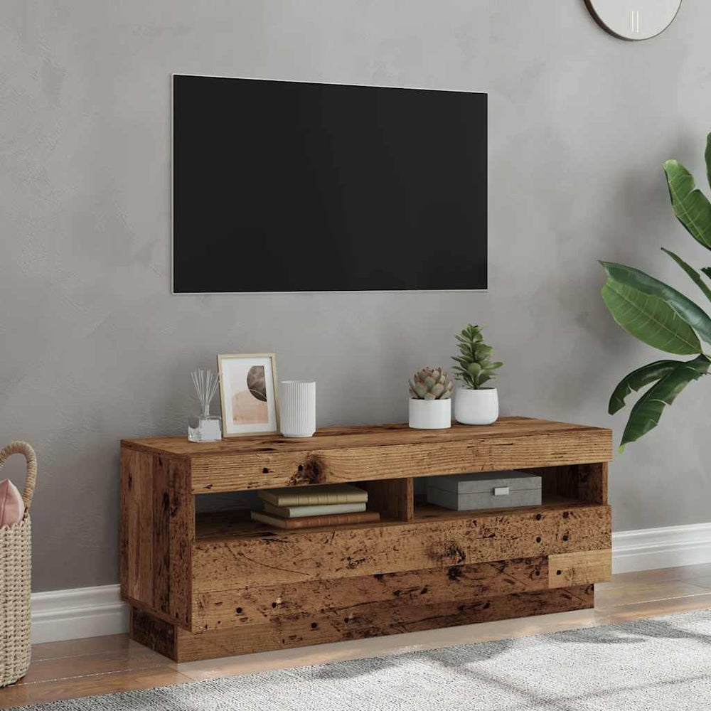 Televizoriaus spintelė su LED, medienos, 100x35x40cm, mediena
