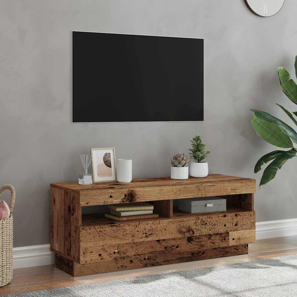 Televizoriaus spintelė su LED, medienos, 100x35x40cm, mediena