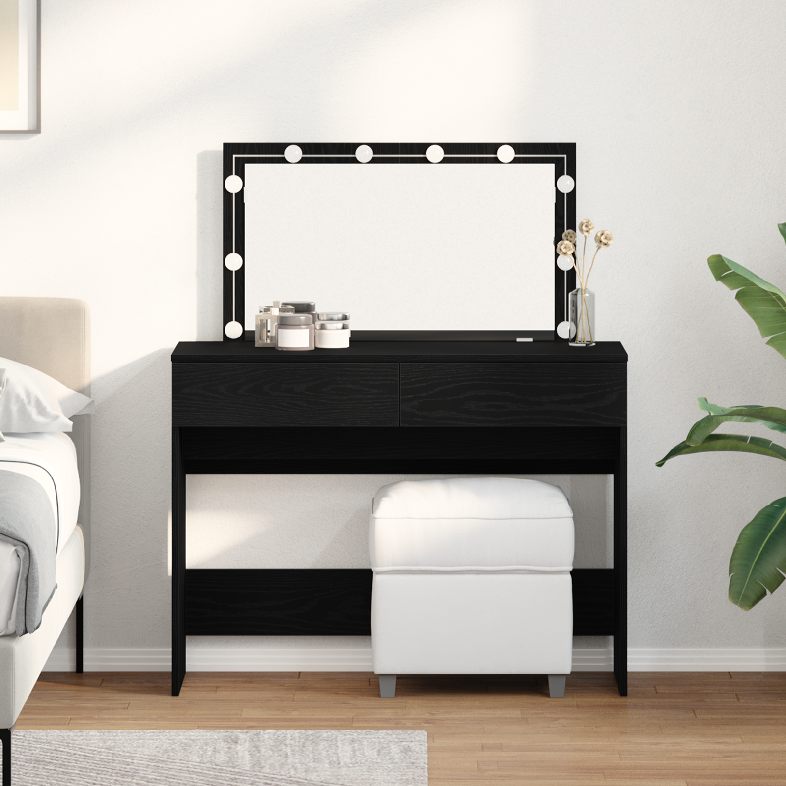 Tualetinis staliukas su stalčių juoda ąžuolo 100 x 40 x 120 cm