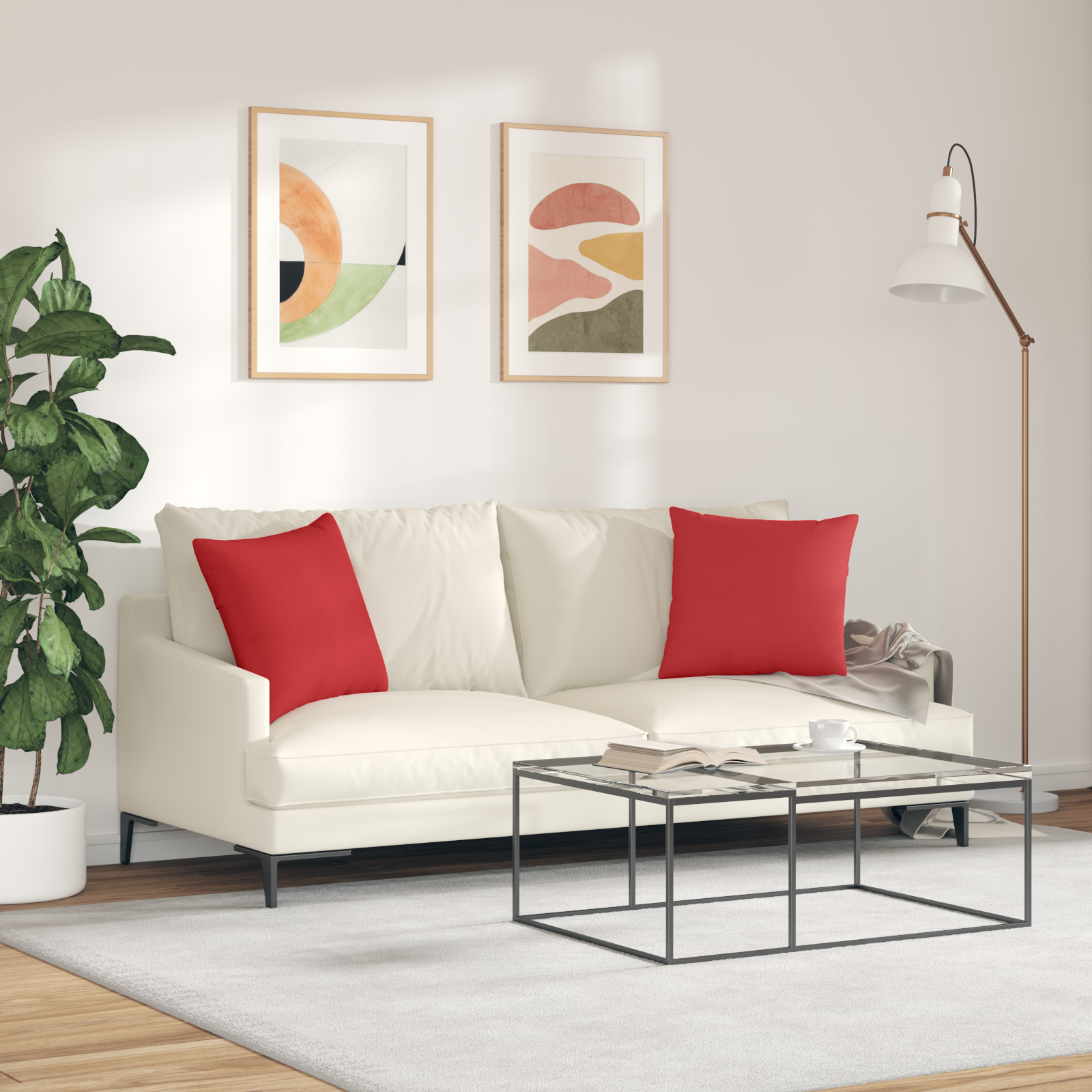 Sofa Pagalvės 2 pcs Raudona 45 x 45 cm audinys