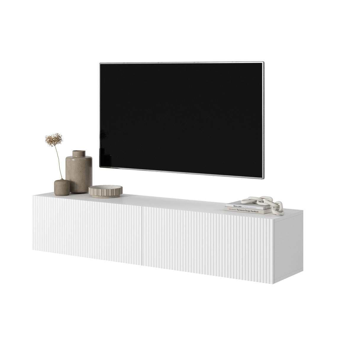 Pakabinama TV spintelė GREYA, balta, 140 cm